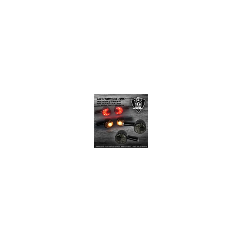 Direccionales Deuce Terminado Negro Brillante Mica Humo 3 en 1