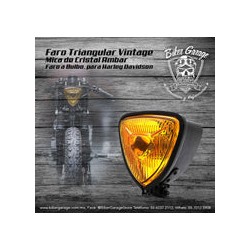 Faro Vintage Triangular Color Negro Mica Ámbar de Bulbo